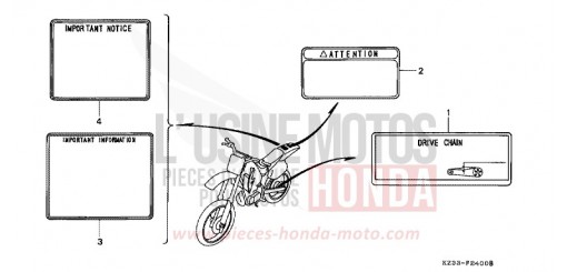 ETIQUETTE DE PRECAUTIONS CR250RS de 1995